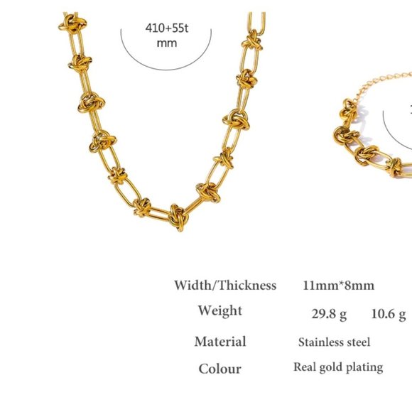 NEW 18K Gold Plated Knot Link Chain Necklace - Picture 9 of 9